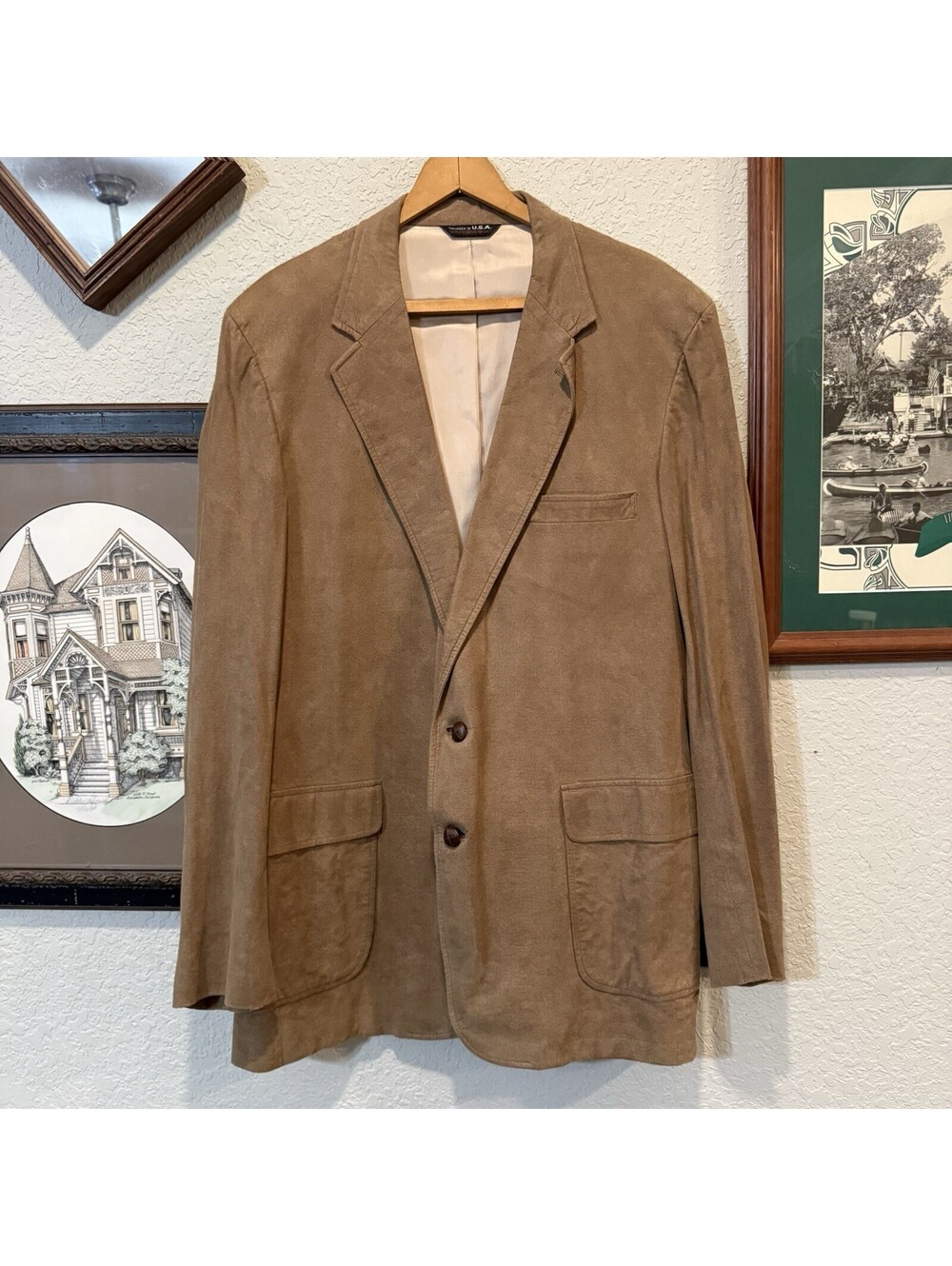 Vintage 70s/80s RARE Hilton Club Clothes USA Suede Leather Mens Blazer Size XL